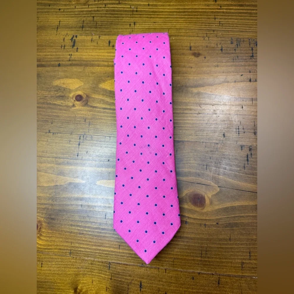 Michelson Heritage Pink Polka Dot/Paisley 100% Linen Men's Tie